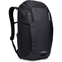 Black Thule Chasm TCHB215 backpack, sleek design, polyester material, padded straps, and subtle logo on the front.