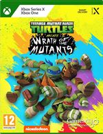 TMNT Arcade Wrath of Mutants for Xbox Series X features vibrant green and purple artwork, showcasing the Teenage Mutant Ninja Turtles in action with a colorful, dynamic design.
