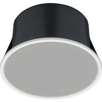 Black TOA PC-1860BS loudspeaker with white grille, round shape, wired, 6 W power.