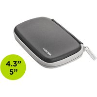 Black TomTom protective case with gray zipper, fits 4.3" to 5" devices, compact and sleek design.
