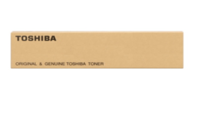 Brown cardboard box labeled "TOSHIBA" with "ORIGINAL & GENUINE TOSHIBA TONER" text, designed for the Toshiba 6AJ00000139/T-FC505E-K toner kit, capable of printing 38.4K pages.