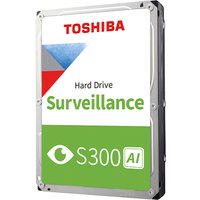 Toshiba 3.5" internal hard drive with silver casing, 20 TB capacity, S300 AI label, and surveillance branding.