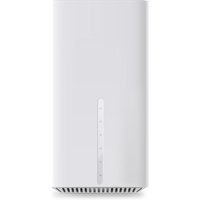 White TP-Link AX3000 Dual Band Wi-Fi 6 VoIP Router with vertical LED indicator strip and vented base.