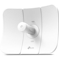 White TP-Link CPE710 directional network antenna with central cylindrical unit and curved panels, 23 dBi PoE/LAN.