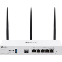 White TP-Link FESTA FR365 wireless router with three antennas, Gigabit Ethernet ports, and dual-band 2.4GHz capability.