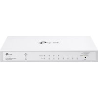 White TP-Link FESTA FS308GP network switch with multiple Ethernet ports and LED indicators on the front panel.