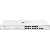White TP-Link Festa FS318G managed Gigabit Ethernet switch with 16 ports and LED indicators.