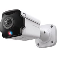 TP-Link white bullet IP security camera with black face, wall mount, and lens, designed for outdoor use.