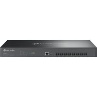 Black TP-Link Omada 8-Port 10GE SFP+ L2+ Managed Switch with front LED indicators and multiple Ethernet ports.