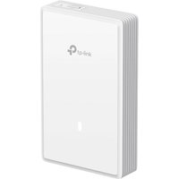 White TP-Link Omada EAP725-Wall access point with PoE, sleek rectangular design, and TP-Link logo on front.