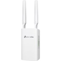 White TP-Link Omada ER703WP-4G-Outdoor gateway with dual antennas and TP-Link logo.