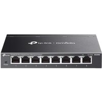Black TP-Link Omada ES208G Managed L2 Gigabit Ethernet Switch with 8 ports and LED indicators.