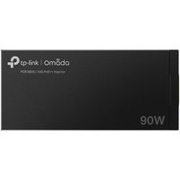 Black TP-Link Omada PoE++ Injector with white logo and "90W" text on the front.