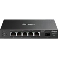Black TP-Link SG2206MP network switch with six Ethernet ports and LED indicators on the front panel.