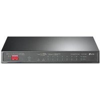 Black TP-Link TL-SG1210MP network switch with 10 Ethernet ports and LED indicators on the front panel.