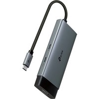 Grey TP-Link USB Type-C hub with multiple ports and a short black cable.