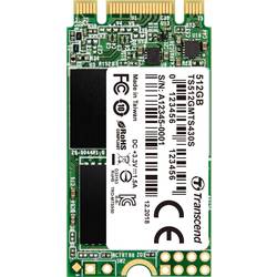 Transcend M.2 SSD 430S, 512GB, featuring a green circuit board with a black storage chip, gold connectors, and printed technical details and branding.