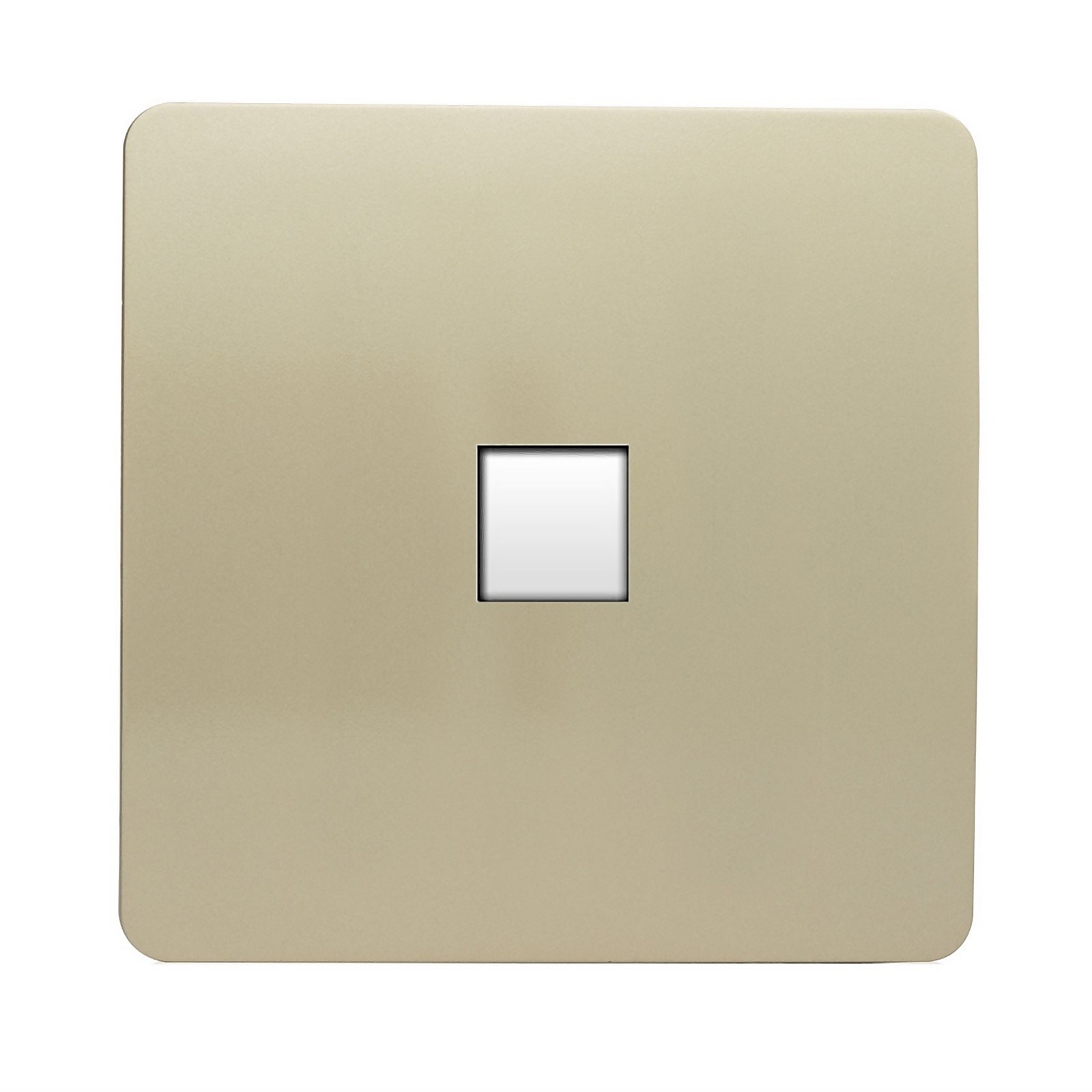 Glossy champagne gold Ethernet socket with a modern, tactile design, featuring a square shape and a central RJ45 port for Cat 5e and Cat 6 connections.