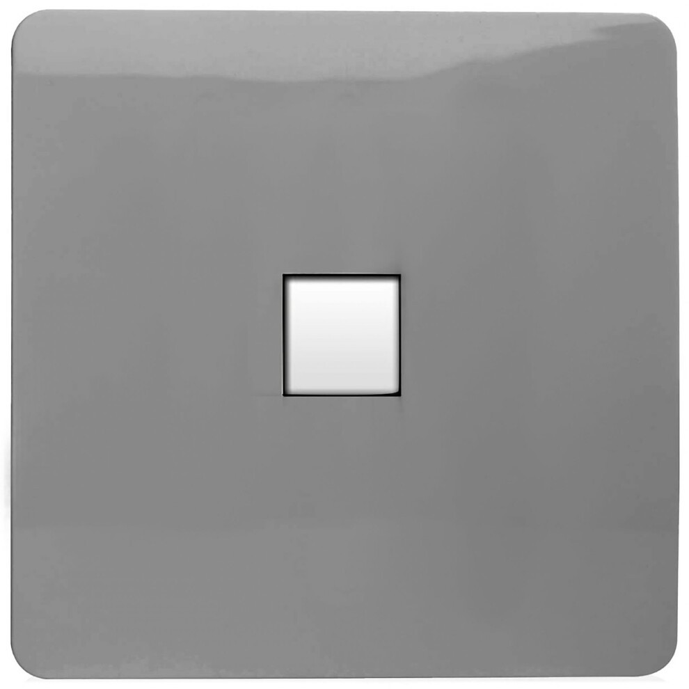 Light grey glossy Ethernet socket with a square cutout in the center, designed for RJ56 connections, featuring a modern tactile finish by Trendi Switch.