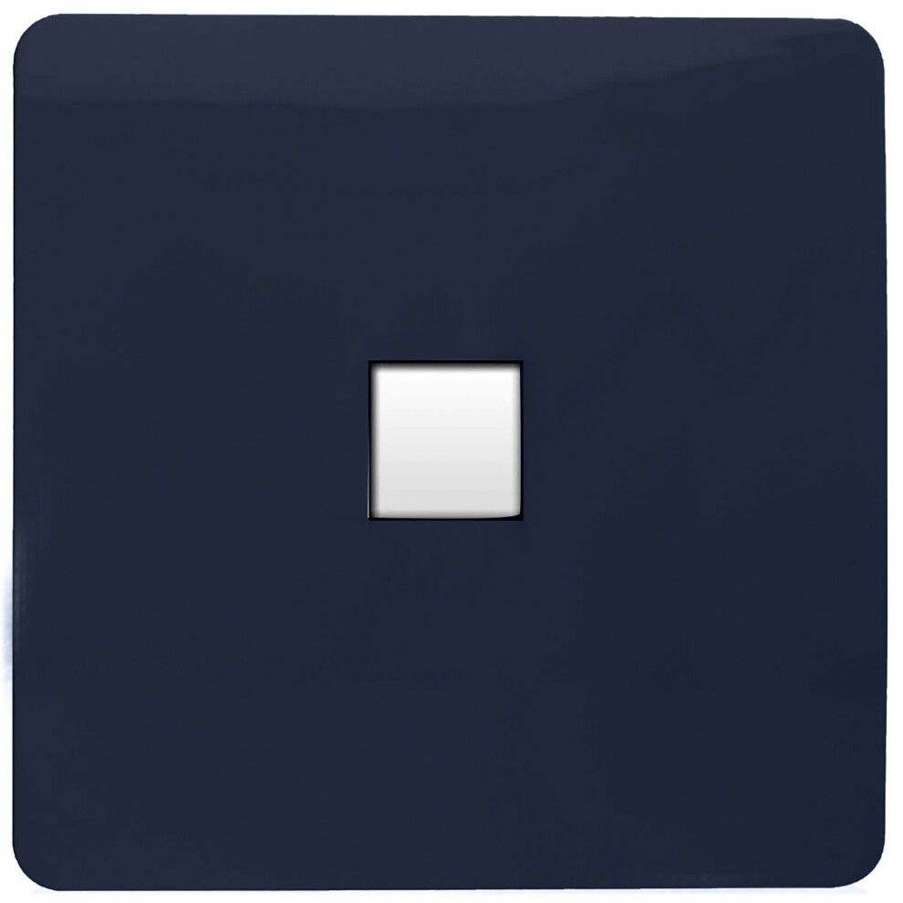 Navy glossy tactile RJ56 Cat 5e & Cat 6 Ethernet socket with a square cut-out in the center, featuring a modern artistic design by Trendi Switch.
