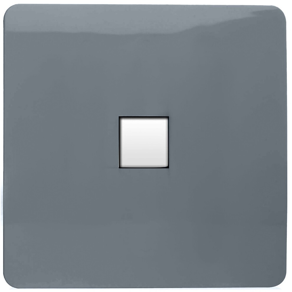 Glossy warm grey RJ56 Cat 5e & Cat 6 Ethernet socket with a tactile square insert, featuring a modern artistic design and smooth edges.
