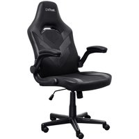 Black Trust GXT 703 Riye gaming chair with upholstered seat, ergonomic design, and adjustable armrests.