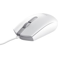 White Trust TM-101W ambidextrous USB optical mouse with scroll wheel and 1200 DPI sensor.