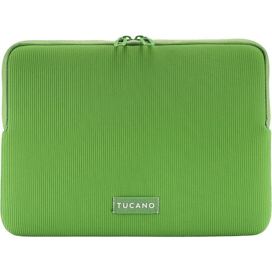 Green Tucano Colore toploader bag, 40.6 cm (16"), featuring a ribbed texture, dual zipper closure, and a subtle Tucano logo on the front.