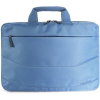 Blue Tucano 15.6" briefcase with top handles, front zip pocket, and sleek design.