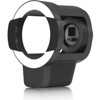 Black Ubiquiti AI Enhancer with circular LED light ring and compact design.