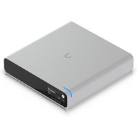 Compact silver Ubiquiti CloudKey+ Gateway/Controller with black front panel and blue LED indicator, 1TB SSD.
