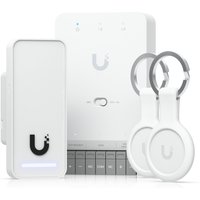 Ubiquiti G3 Starter Kit with white access control panel, two key fobs, and grey accents.