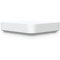 White Ubiquiti Gateway Max with rounded edges and minimalist design, featuring a sleek, compact rectangular shape.