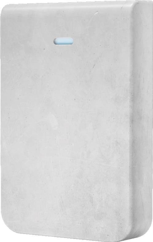 White, rectangular wireless access point accessory with a smooth surface, featuring a small blue LED indicator on the front.