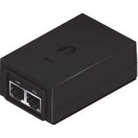 Black Ubiquiti POE-24-30W adapter with two Ethernet ports and Ubiquiti logo on top.