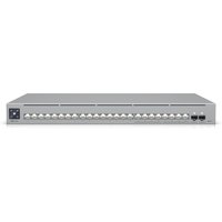 Grey Ubiquiti Pro Max 24 L3 1U Ethernet switch with 24 ports, 2.5G capability, and LED indicators on the front panel.