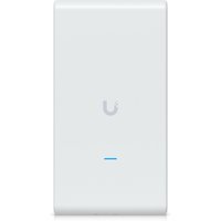 White Ubiquiti U6 Mesh Pro router with sleek rectangular design and subtle blue LED indicator.