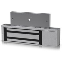 Black and grey Ubiquiti UA-Lock-Magnetic-540kg electromagnetic lock with rectangular metal casing.