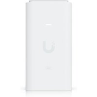 White Ubiquiti PoE adapter with sleek rectangular design and subtle logo on the front.