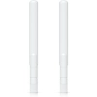 Ubiquiti Omni-directional antenna, sleek white cylindrical design, smooth surface, set of two antennas.