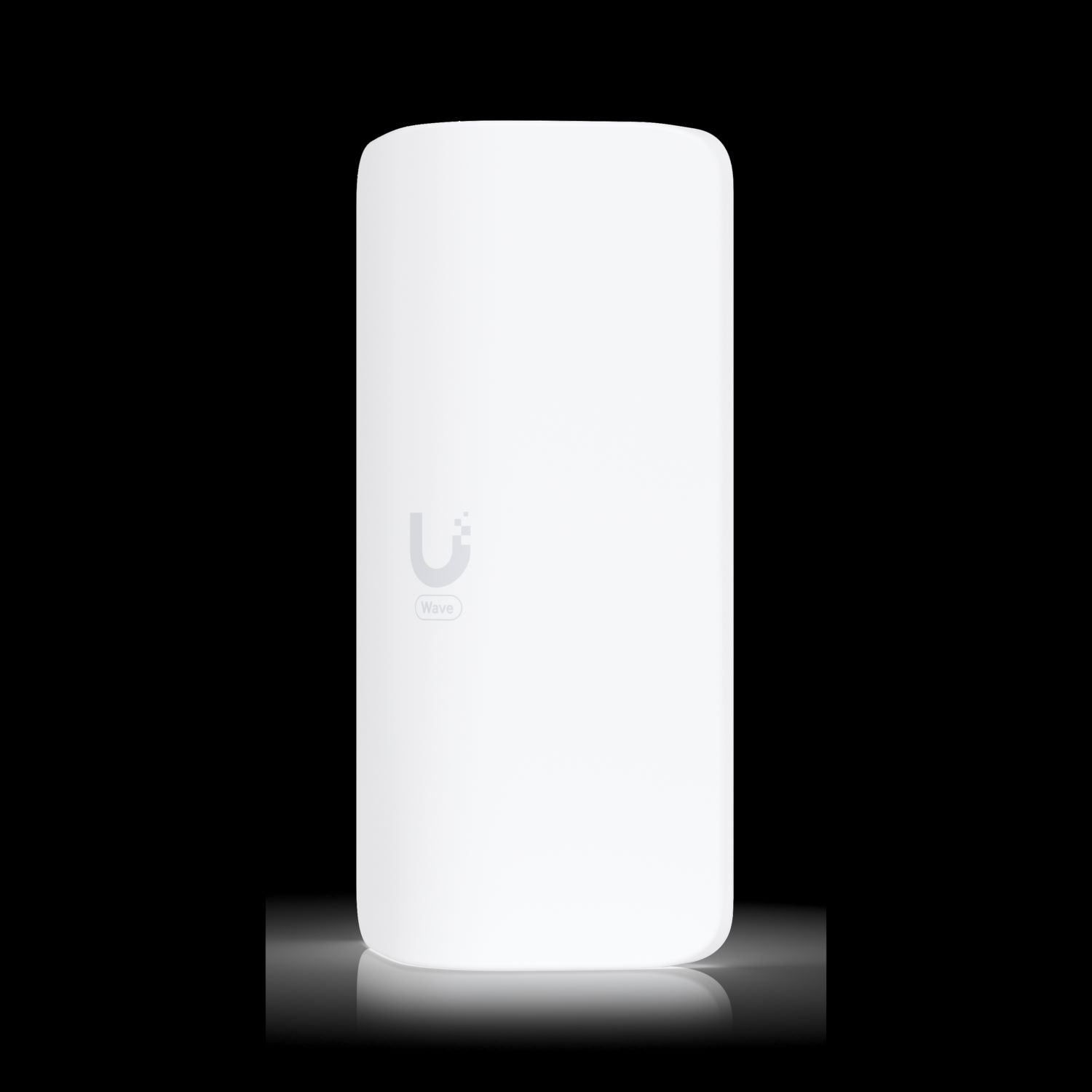 White Ubiquiti UISP WAVE-AP-MICRO bridge/repeater with a sleek, minimalist design, featuring a smooth surface and the Ubiquiti logo.