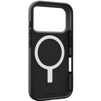 Black Urban Armor Gear phone case with hexagonal texture and circular design, fits 16 cm (6.3") devices.