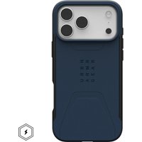 Blue Urban Armor Gear phone case with rugged design, textured grip, and precise camera cutout for 6.9" devices.