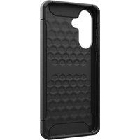 Black Urban Armor Gear phone case with textured hexagonal pattern and reinforced corners for 6.6-inch devices.