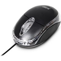 Black Urban Factory USB wired mouse with clear sides and scroll wheel.