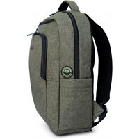 Khaki Urban Factory laptop backpack, 35.8 cm, with black zippers, padded straps, and front pocket.