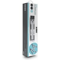 Urban Factory ERGO silver foldable aluminum stand, multi-position, compact design in branded packaging.