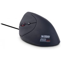 Black Urban Factory ergonomic vertical mouse with USB-A and USB-C, designed for left-handed use, featuring side buttons.