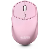 Light pink Urban Factory Bluetooth mouse, ambidextrous design, 1600DPI, with a scroll wheel and sleek curves.