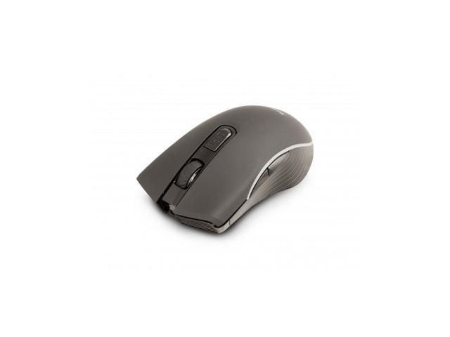 Unee Ambidextrous Bluetooth and 2.4GHz rechargeable mouse in sleek black with a textured grip, featuring two side buttons and a scroll wheel for enhanced navigation.